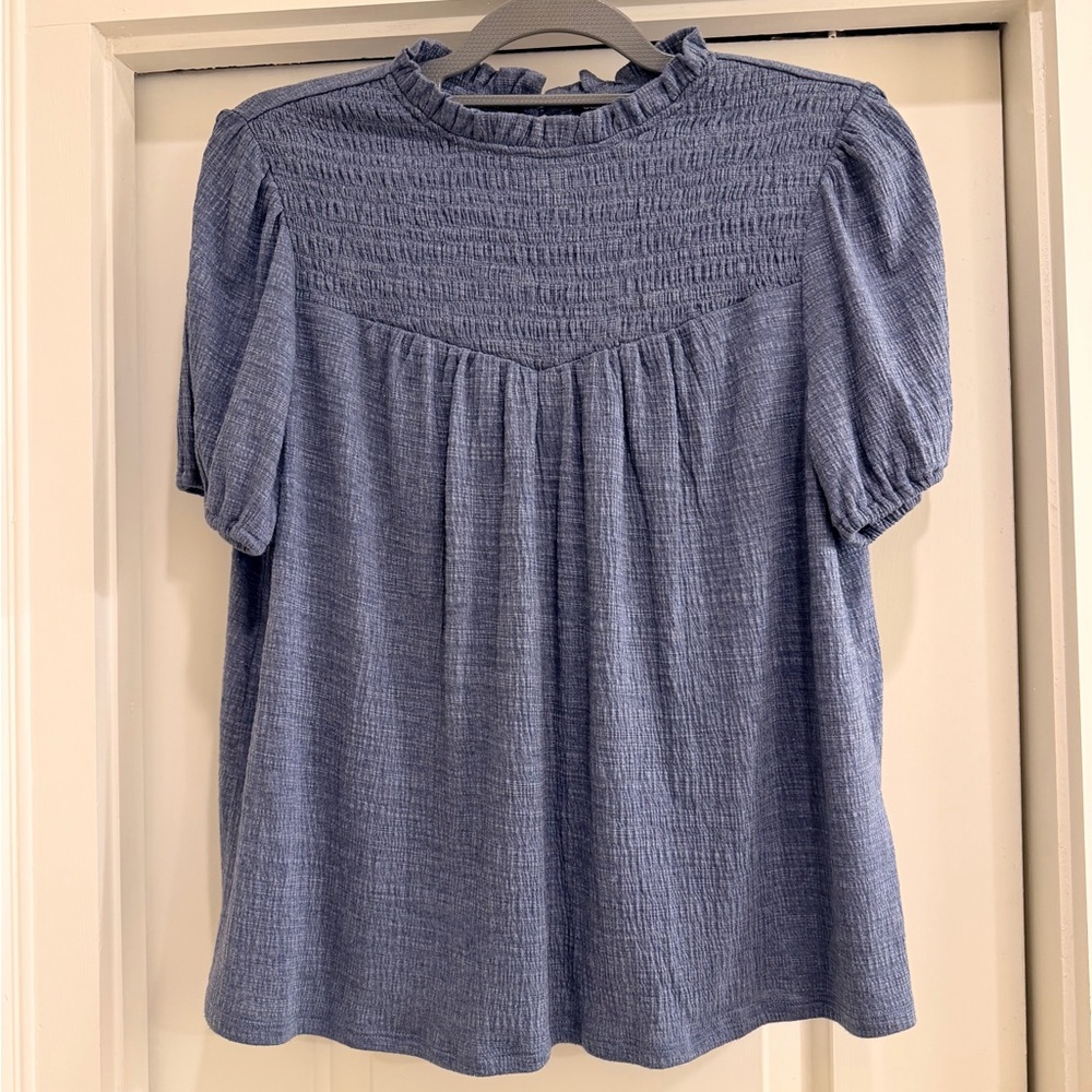 Cable & Gauge Textured Blue Blouse